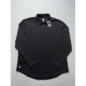 Under 5'10 Polo Shirt Mens XL Black Long Sleeve Athletic Cotton Stretch NWT